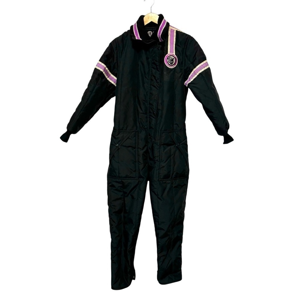 Vintage‎ Arctic Cat Snowmobiling Suit Black Retro Ski Snow Bunny Skiing Medium